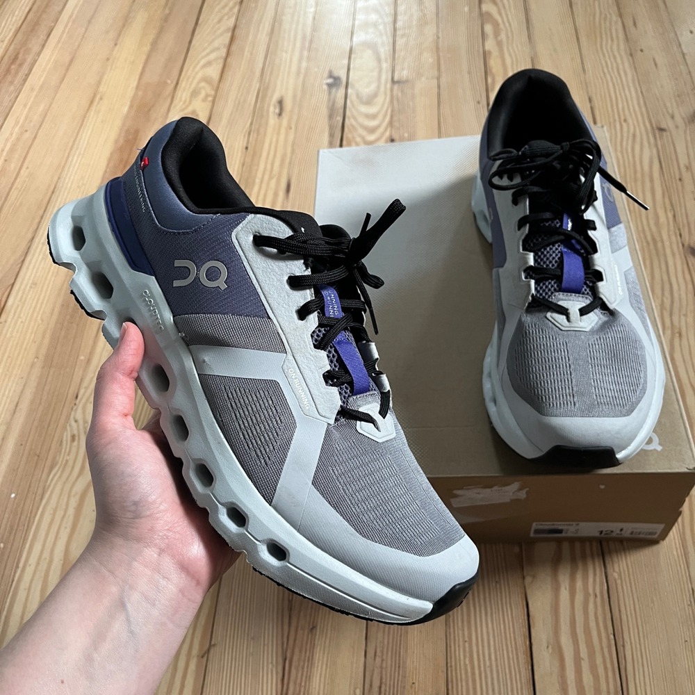 On Running Cloudrunner Mens 12 Glacier Iron Grey Blue CloudTec Sneakers comfort